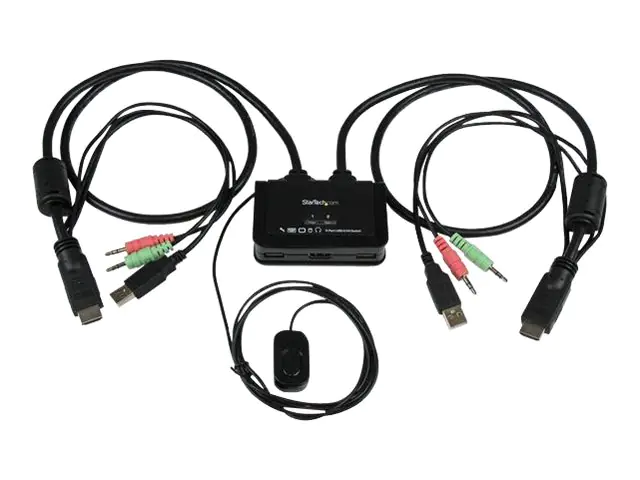 StarTech 2 Port USB HDMI KVM Switch mit Audio und Fernschalter - Desktop Umschalter USB Powered - 1920x1200 - KVM-/Audio-Switch - 2 x KVM/Audio - 1 lokaler Benutzer - Desktop