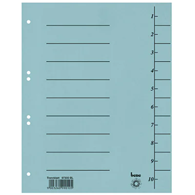 Bene Trennblatt DIN A4 Karton blau 100 St./Pack. Bene Trennblatt DIN A4 Karton blau 100 St./Pack.