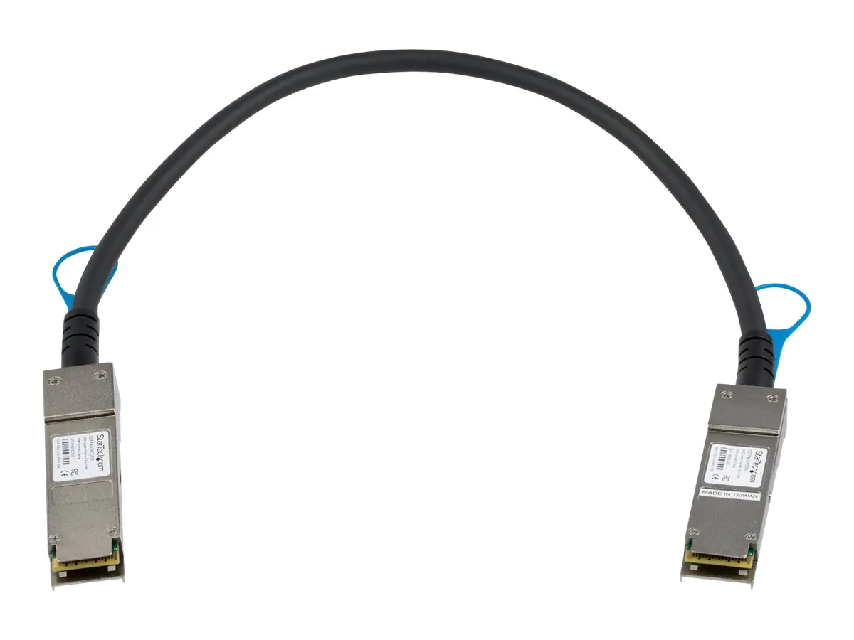 StarTech 0,5m QSFP+ Direktverbindungskabel - MSA konform - 40G QSFP+ Kabel - Passives Twinax Kabel - QSFP Kabel - 40GBase Direktanschlusskabel - QSFP+ eingerastet zu QSFP+ eingerastet - 50 cm - twinaxial - SFF-8436 - passiv - Schwarz