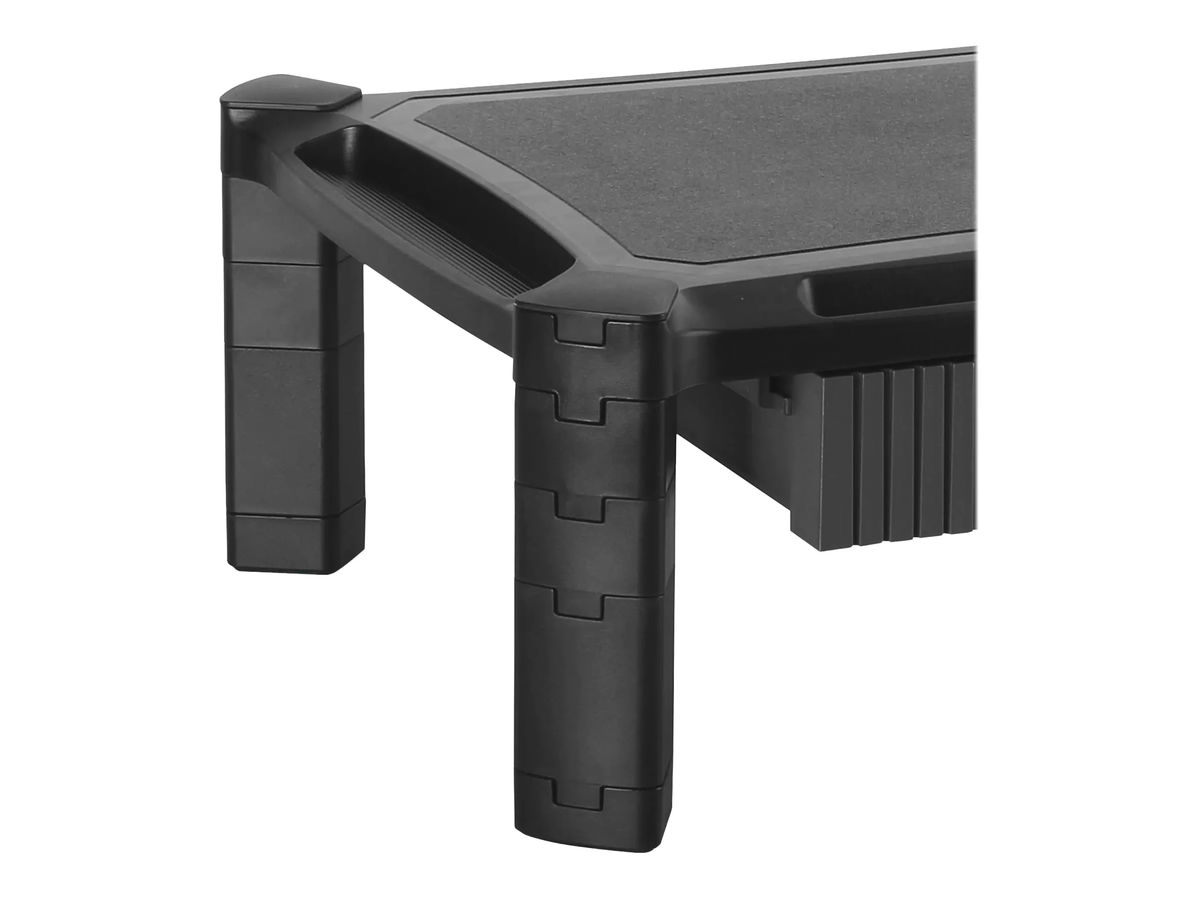 StarTech Monitor Ständer mit Schublade - Höhenverstellbar - Groß: 50cm - Computer Monitorständer bis zu 32 Zoll - Aufstellung (Gestelloberfläche, 8 kleine Steigleitungen, 4 große Steigleitungen) für Monitor - Kunststoff - Schwarz - Bildschirmgröße: 33-81.
