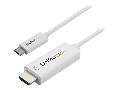 StarTech 3ft (1m) USB C to HDMI Cable, 4K 60Hz USB Type C to HDMI 2.0 Video Adapter Cable, Thunderbolt 3 Compatible, Laptop to HDMI Monitor/Display, DP 1.2 Alt Mode HBR2 Cable, White - 4K USB-C Video Cable (CDP2HD1MWNL) - Adapterkabel - 24 pin USB-C männl StarTech 3ft (1m) USB C to HDMI Cable, 4K 60Hz USB Type C to HDMI 2.0 Video Adapter Cable, Thunderbolt 3 Compatible, Laptop to HDMI Monitor/Display, DP 1.2 Alt Mode HBR2 Cable, White - 4K USB-C Video Cable (CDP2HD1MWNL) - Adapterkabel - 24 pin USB-C männl