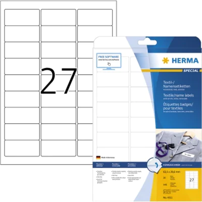 HERMA Namensetikett 4511 Seide 63,5x29,6mm ws 540 St./Pack. HERMA Namensetikett 4511 Seide 63,5x29,6mm ws 540 St./Pack.