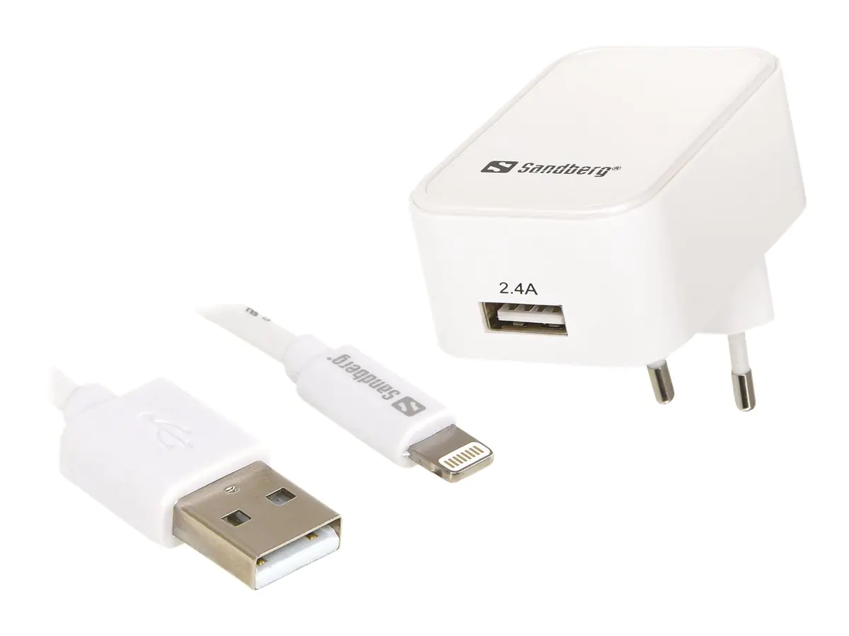 Sandberg - Netzteil - 2.4 A (USB) - auf Kabel: Lightning - für Apple iPad/iPhone/iPod (Lightning) Sandberg - Netzteil - 2.4 A (USB) - auf Kabel: Lightning - für Apple iPad/iPhone/iPod (Lightning)