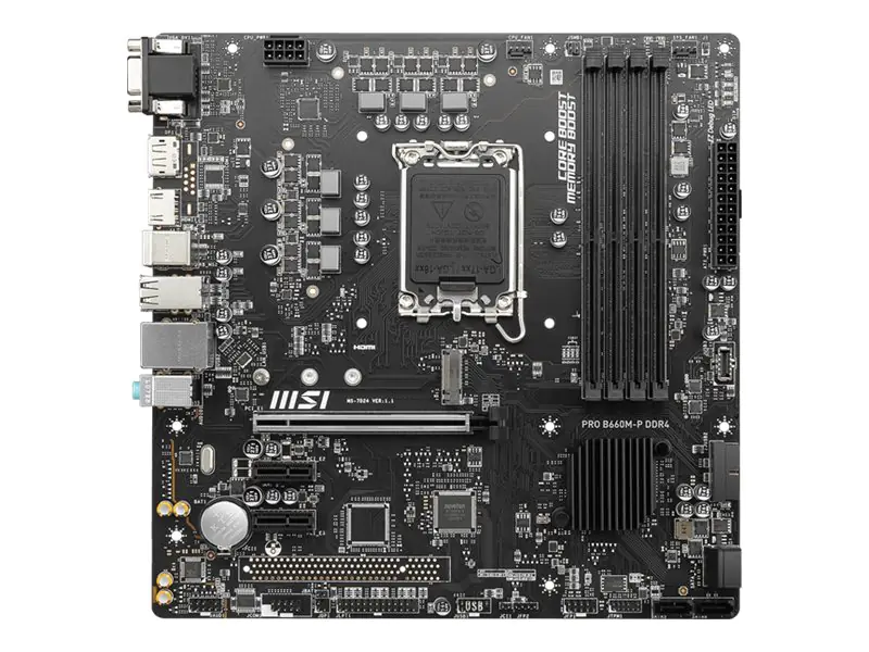MSI PRO B660M-P DDR4 - Motherboard - micro ATX - LGA1700-Sockel - B660 Chipsatz - USB-C Gen2, USB-C Gen1, USB 3.2 Gen 1 - Gigabit LAN - Onboard-Grafik (CPU erforderlich) - HD Audio (8-Kanal)