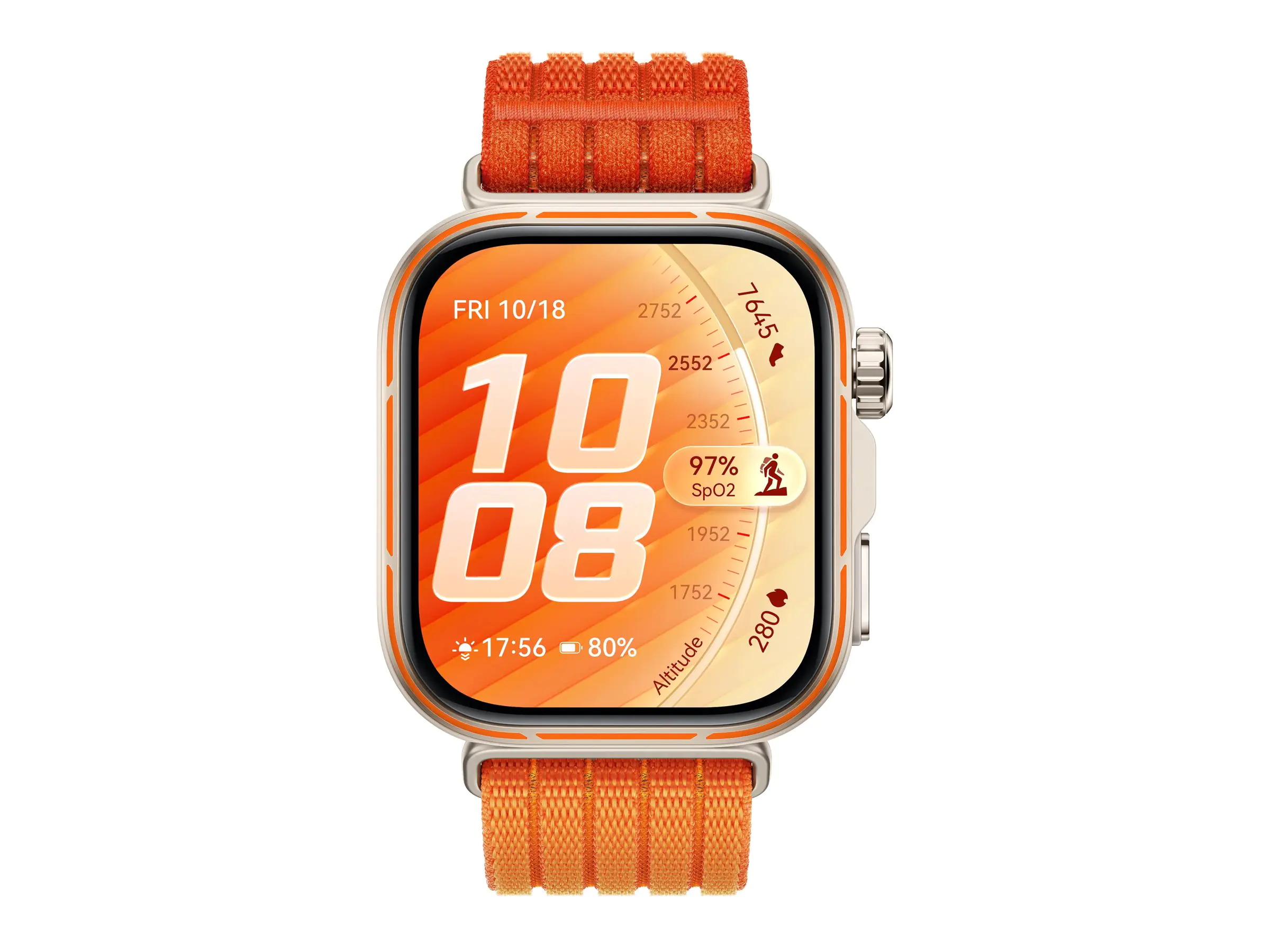 Huawei Watch Fit 5 Pro - Aluminiumlegierung - intelligente Uhr mit Riemen - Nylon - Orange -