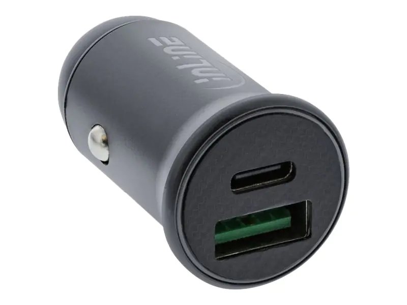 InLine - Auto-Netzteil - 60 Watt - 4.8 A - 2 Ausgabeanschlussstellen (USB, 24 pin USB-C) - Grau InLine - Auto-Netzteil - 60 Watt - 4.8 A - 2 Ausgabeanschlussstellen (USB, 24 pin USB-C) - Grau