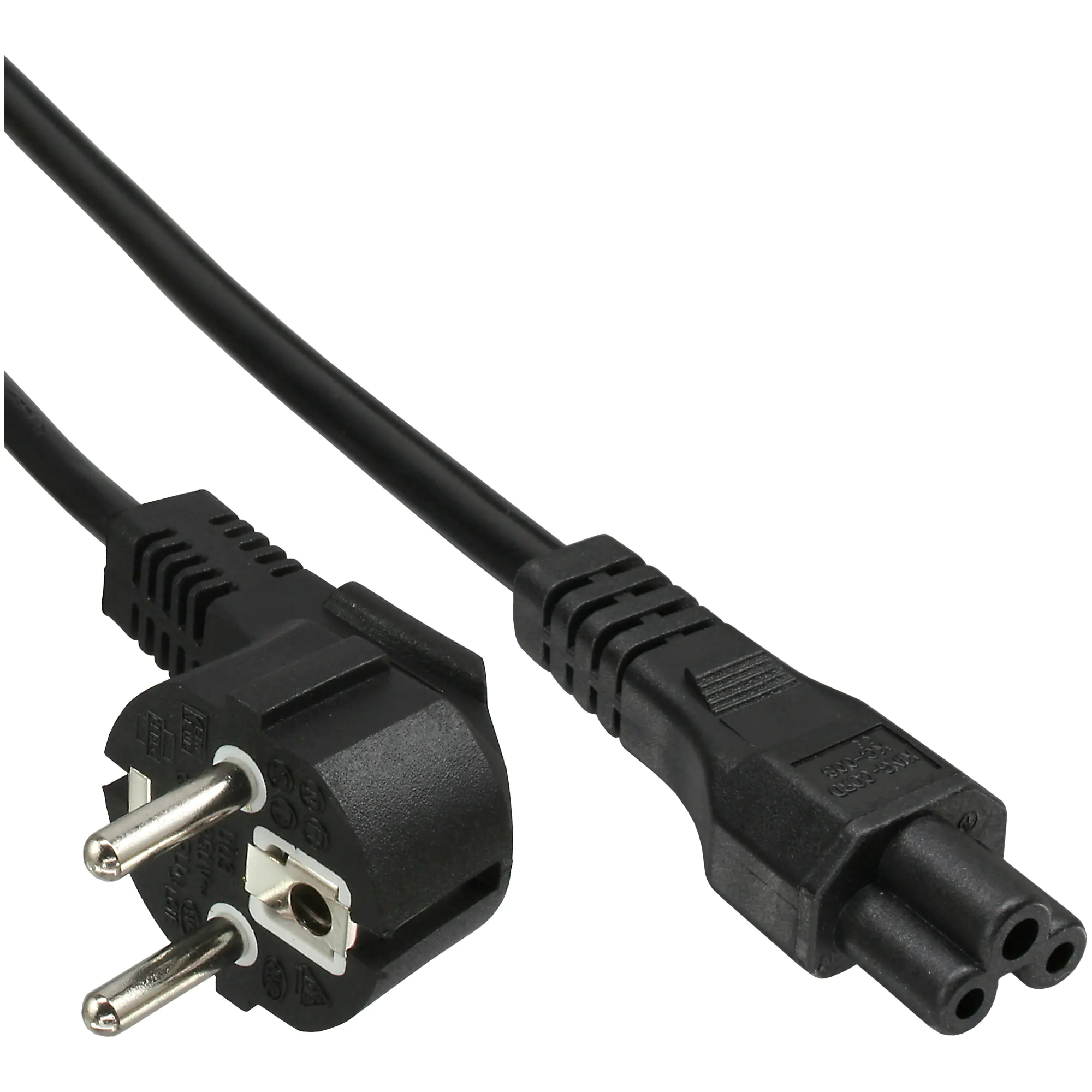 InLine - Stromkabel - IEC 60320 C5 zu power CEE 7/7 (M) - 2 m - 90° Stecker - Schwarz