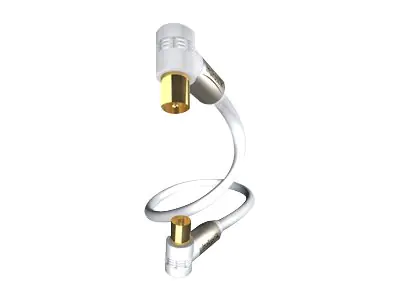 in-akustik Premium HDTV - Antennenverlängerungskabel - IEC-Anschluss weiblich zu IEC-Anschluss männlich - 7.5 m - Dreifachisolierung - 100 dB - weiß - 90° Stecker