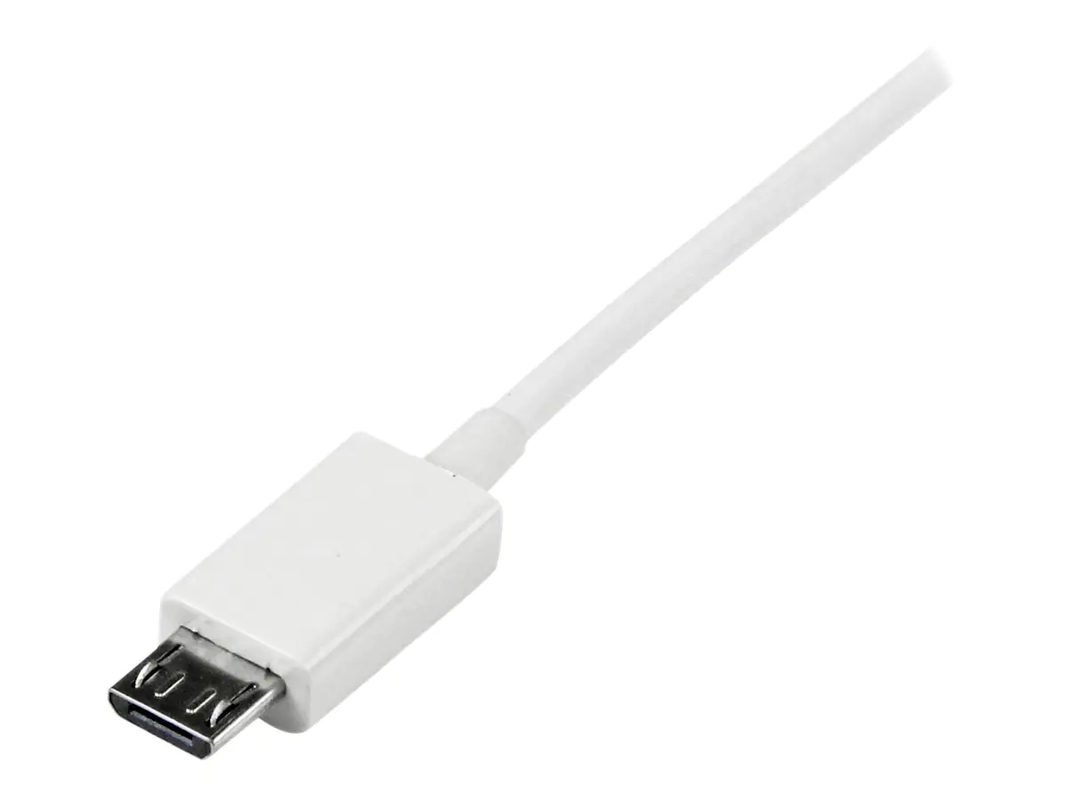 StarTech 50cm USB 2.0 A auf Micro USB B Kabel - USB A / Micro B Datenkabel / Anschlusskabel - Weiß - USB-Kabel - Micro-USB Typ B (M) zu USB (M) - USB 2.0 - 0.5 m - geformt - weiß - für P/N: HB30C4AFS, USB3SMDOCK4K, USBEXTPAA2MW, USBEXTPAA3MW, USBPAUB1MW,
