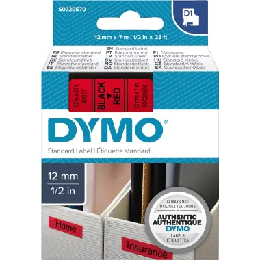 DYMO D1 - Schwarz auf rot - Rolle (1,2 cm x 7 m) 1 Rolle(n) Etiketten - für LabelMANAGER; LabelPOINT DYMO D1 - Schwarz auf rot - Rolle (1,2 cm x 7 m) 1 Rolle(n) Etiketten - für LabelMANAGER; LabelPOINT