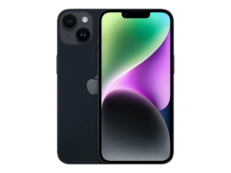 Apple iPhone 14 - 5G Smartphone - Dual-SIM / Interner Speicher 256 GB - OLED-Display - 6.1" - 2532 x 1170 Pixel - 2 x R?ckkamera 12 MP, 12 MP - front camera 12 MP - Midnight