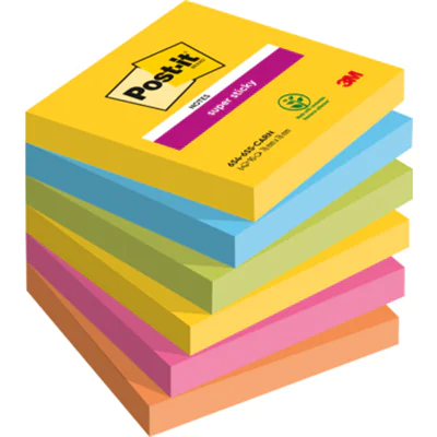 Post-it Haftnotiz Super Sticky 6546SR 76x76mm sort. 6 St./Pack. Post-it Haftnotiz Super Sticky 6546SR 76x76mm sort. 6 St./Pack.