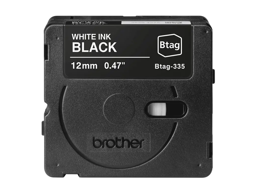 Brother Etikettenband BTAG335 Weiß auf Schwarz Rolle (1,2 cm x 4 m)