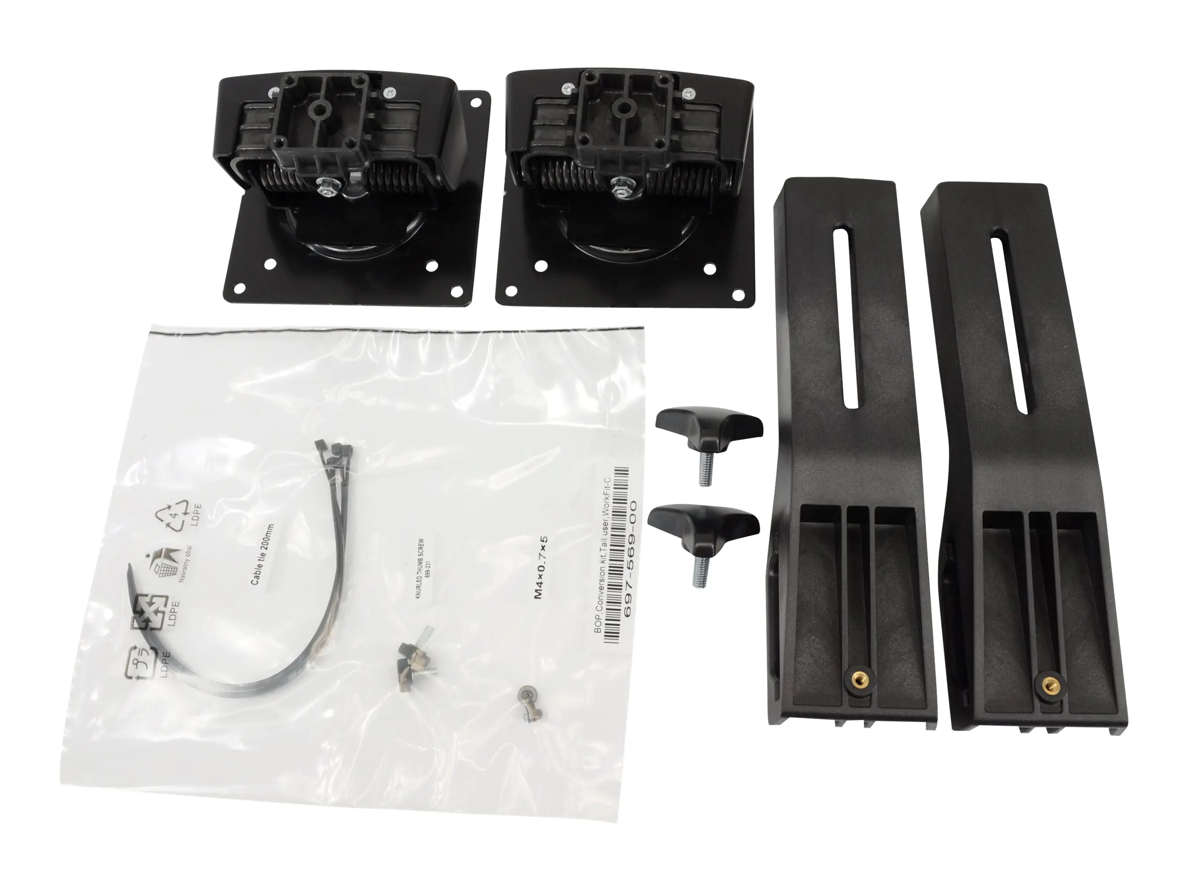 Ergotron Tall-User Kit for WorkFit Dual - Befestigungskit (2 Drehgelenke, 2 Halterungen mit Erhöhung) - für 2 LCD-Displays - Schwarz - Bildschirmgröße: bis zu 61 cm (bis zu 24 Zoll) - für WorkFit Dual Monitor Kit; WorkFit-A Dual with Worksurface+, with Su
