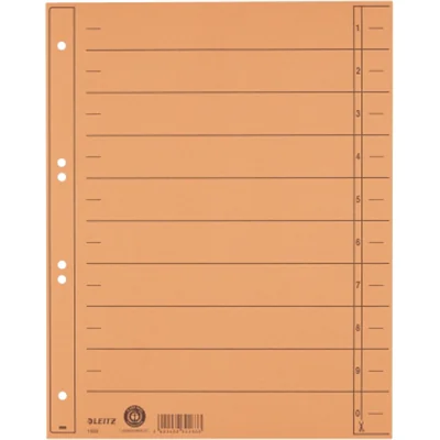 Leitz Trennblatt DIN A4, Überbreite Manilakarton, recycelt orange schwarz 100 St./Pack. Leitz Trennblatt DIN A4, Überbreite Manilakarton, recycelt orange schwarz 100 St./Pack.