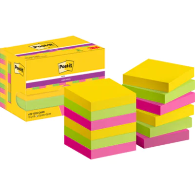 Post-it Haftnotiz Super Sticky Rio de Janeiro Collection 48 x 48 mm (B x H) je 4 x ultragelb, limonengrün, neonpink 90 Bl./Block 12 Block/Pack. Post-it Haftnotiz Super Sticky Rio de Janeiro Collection 48 x 48 mm (B x H) je 4 x ultragelb, limonengrün, neonpink 90 Bl./Block 12 Block/Pack.