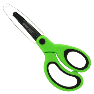 Westcott Bastelschere NEON Colour Kids 130mm inkl. transparente Klingenhülle Stahl grün