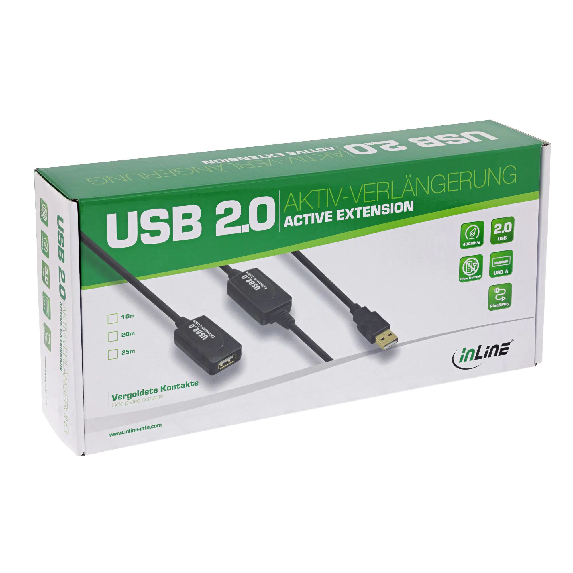 InLine - USB-Verlängerungskabel - USB (M) zu USB (W) - USB 2.0 - 25 m - aktiv
