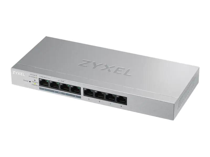 Zyxel GS1200-8HP v2 - Switch - managed - 4 x 10/100/1000 + 4 x 10/100/1000 (PoE+) - Desktop - PoE+ (60 W)