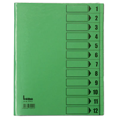 Bene Ordnungsmappe 84800GN DIN A4 12Fächer PVC grün