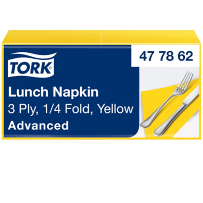 Tork Serviette 477862 33x33cm 3lg. 1/4 Falz gelb 150 St./Pack. Tork Serviette 477862 33x33cm 3lg. 1/4 Falz gelb 150 St./Pack.