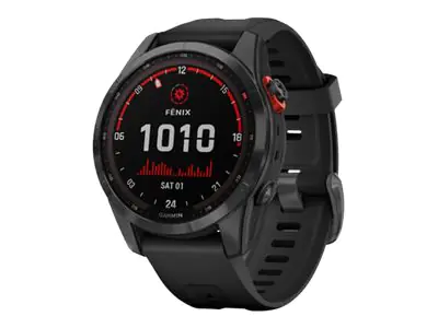 Garmin fenix 7S Solar - 42 mm - Slate Gray - Sportuhr mit Band - Silikon - schwarz - Handgelenkgröße: 108-182 mm - Anzeige 3.04 cm (1.2") - 16 GB - Bluetooth, Wi-Fi, ANT+ - 63 g