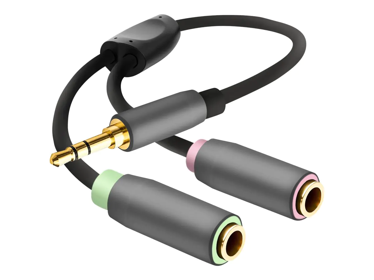 Helos Premium - Audio-Adapter - Mini-Stecker Stecker zu Mini-Stecker Gefäß - Schwarz