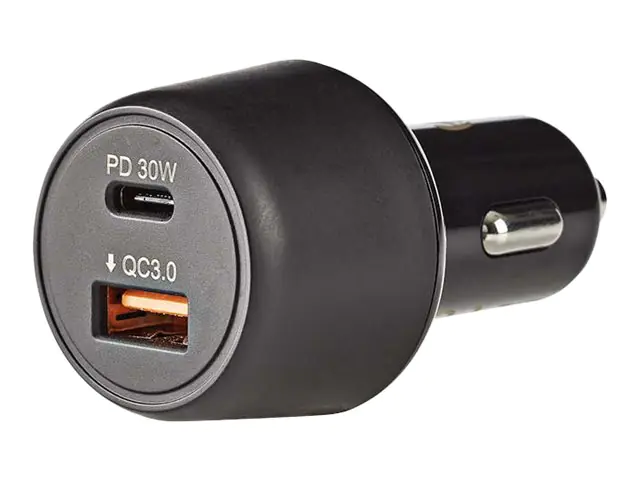 Nedis Auto-Netzteil - 48 Watt - 3 A - PD, QC 3.0 - 2 Ausgabeanschlussstellen (USB, 24 pin USB-C)