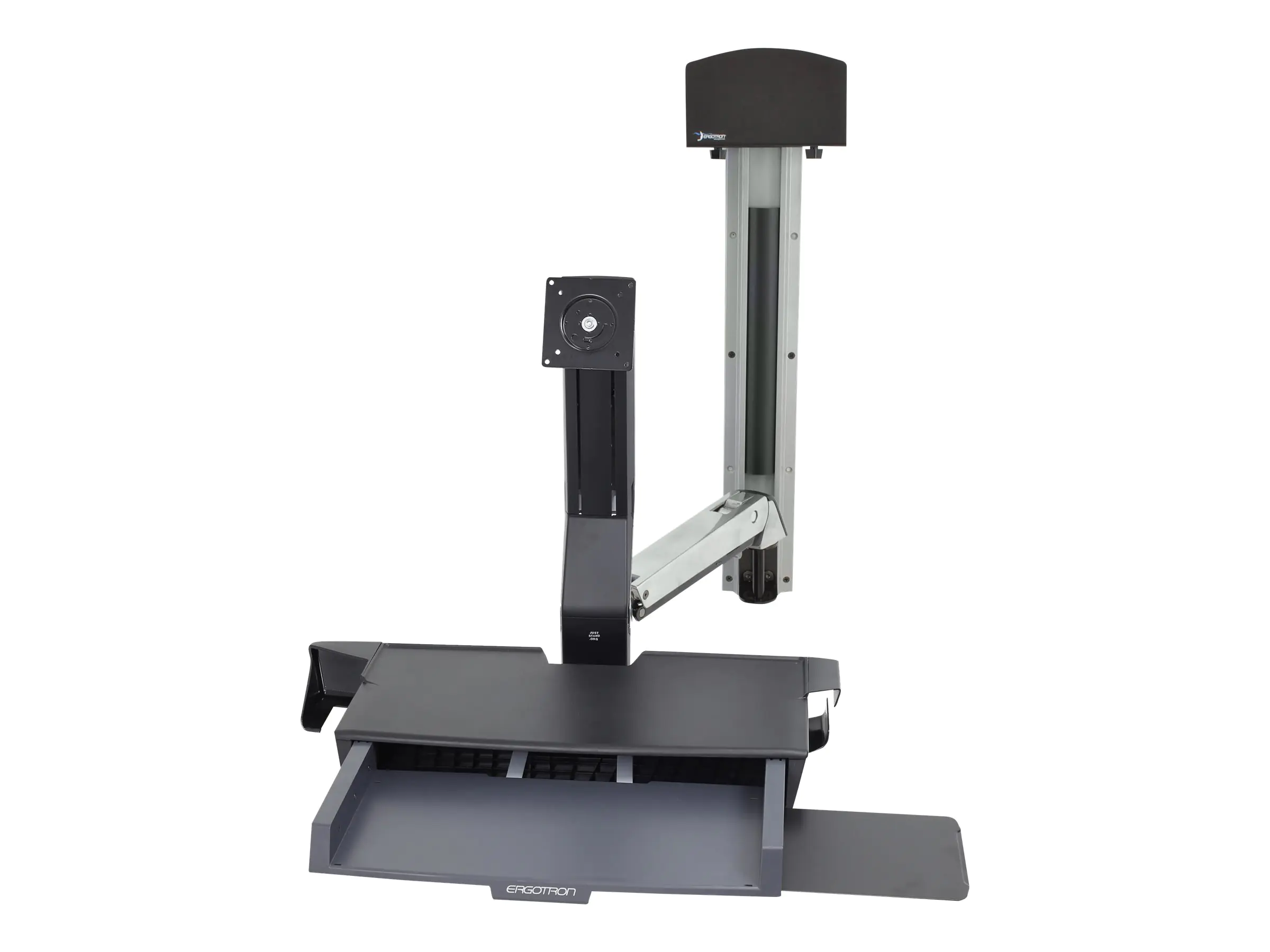 Ergotron Sit-Stand Combo Ablageflächen-System - Befestigungskit (Griff, CPU-Halter, 2 Schienenabdeckungen, 2 Kabelkanäle, Handgelenkkissen, Display-Halterung, Tastatur-Tablett, CPU Wandhalterung, Mausablage zum Herausziehen, VESA-Halterung, Wandschiene 34