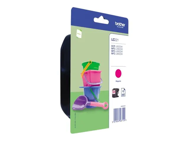 Brother LC221M - Magenta - Original - Tintenpatrone - für Brother DCP-J562DW, MFC-J480DW, MFC-J680DW, MFC-J880DW Brother LC221M - Magenta - Original - Tintenpatrone - für Brother DCP-J562DW, MFC-J480DW, MFC-J680DW, MFC-J880DW