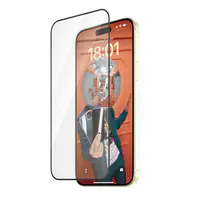 PanzerGlass Re:fresh - Bildschirmschutz für Handy - ultrabreite Passform mit EasyAligner - Glas - Rahmenfarbe schwarz - für Apple iPhone 15 Plus