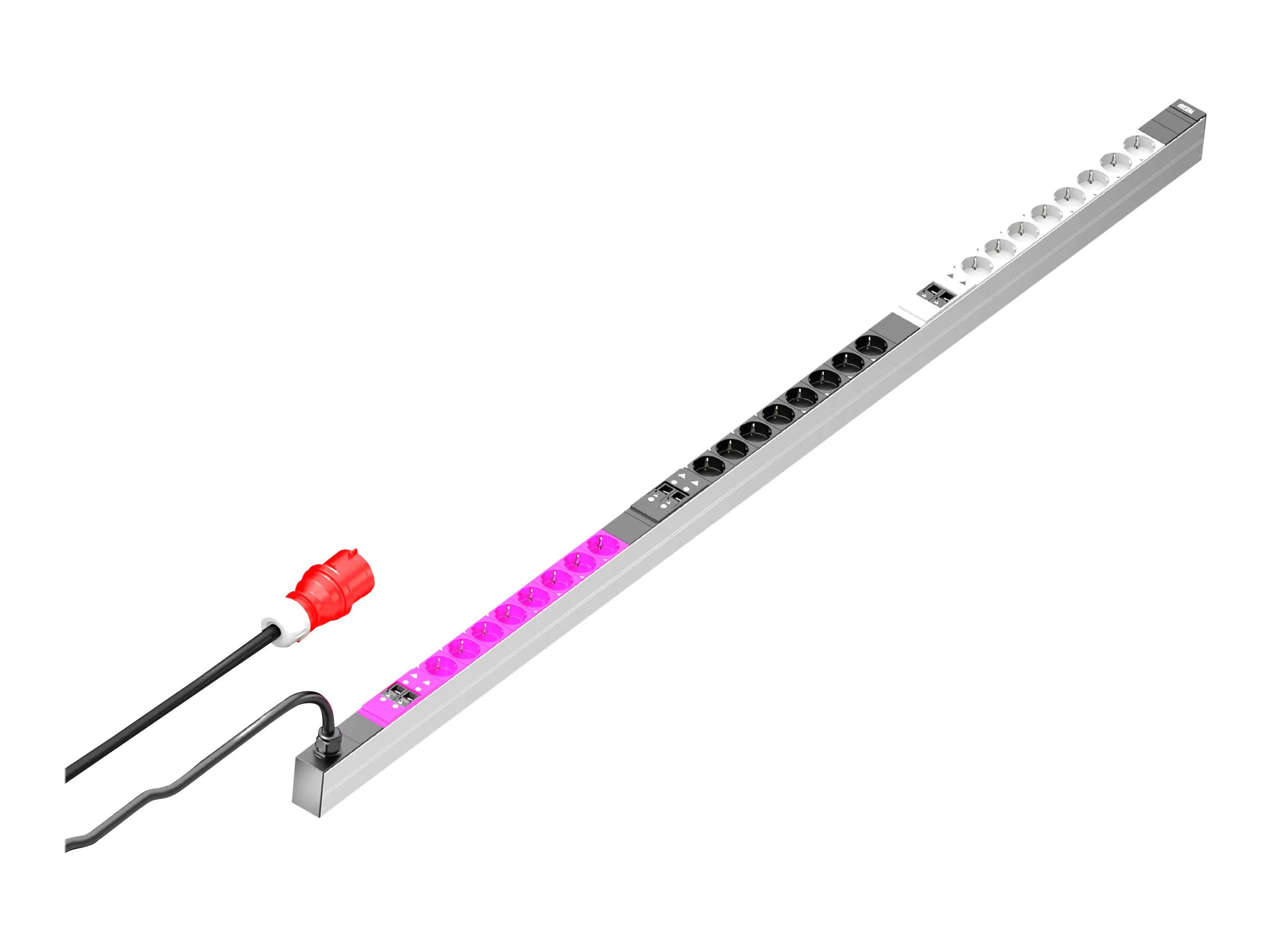 Rittal PDU Basic - Stromverteilungseinheit - Wechselstrom 90-260 V - 22 kW - 3 Phasen - Ausgangsanschlüsse: 24 (24 x CEE 7/3) - 0U - 48.3 cm (19")
