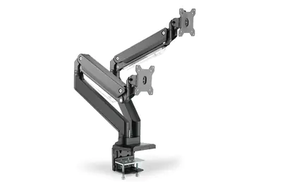 DIGITUS - Befestigungskit (Spannbefestigung für Tisch, 2 VESA-Befestigungshalterungen, 2 Schwenkarme) - für 2 LCD-Displays / Curved LCD-Displays - Gasdruckfeder - Kunststoff, Aluminium, Stahl - mattschwarz - Bildschirmgröße: 38.1-88.9 cm (15"-35") - C-Zwi DIGITUS - Befestigungskit (Spannbefestigung für Tisch, 2 VESA-Befestigungshalterungen, 2 Schwenkarme) - für 2 LCD-Displays / Curved LCD-Displays - Gasdruckfeder - Kunststoff, Aluminium, Stahl - mattschwarz - Bildschirmgröße: 38.1-88.9 cm (15"-35") - C-Zwi