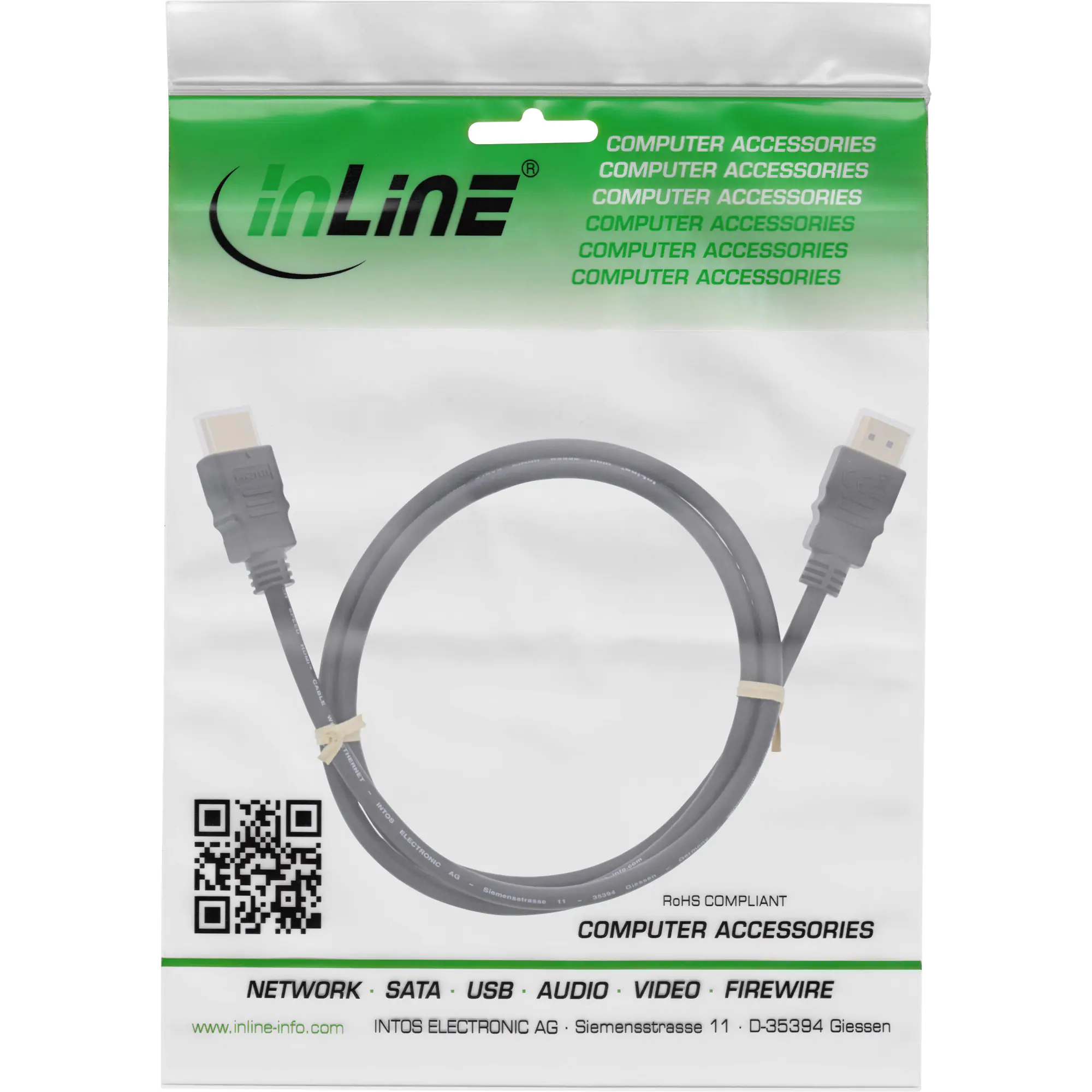 InLine HDMI Kabel - HDMI-High Speed mit Ethernet - St/St - schwarz - 0,5m