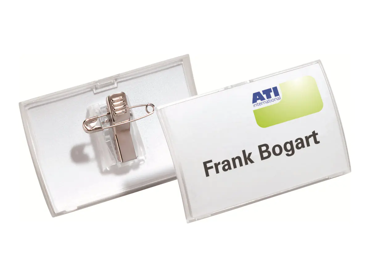 Durable Namensschild - für 40 x 75 mm - Clip, Nadel - durchsichtig (Packung mit 25) 821119