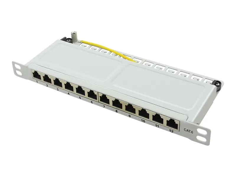 LogiLink - Patch Panel - Rack montierbar - CAT 6 - STP - RJ-45 X 12 - Grau, RAL 7035 - 0.5U - 25.4 cm (10")