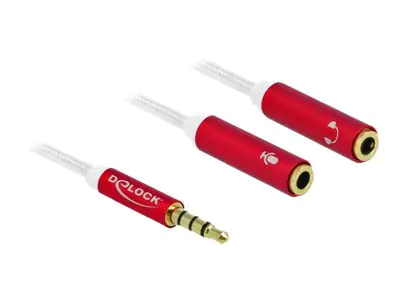 Delock - Kopfhöreradapter - 4-poliger Mini-Stecker männlich zu 4-poliger Mini-Stecker weiblich - 20 cm - weiß, Rot