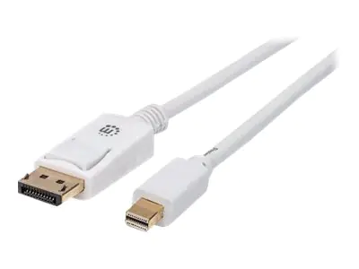 Manhattan Mini DisplayPort 1.2 to DisplayPort Cable, 4K@60Hz, 2m, Male to Male, White, Equivalent to Startech MDP2DPMM2MW, Lifetime Warranty, Polybag - DisplayPort-Kabel - Mini DisplayPort (M) zu DisplayPort (M) - 2 m - geformt, 4K Unterstützung - weiß