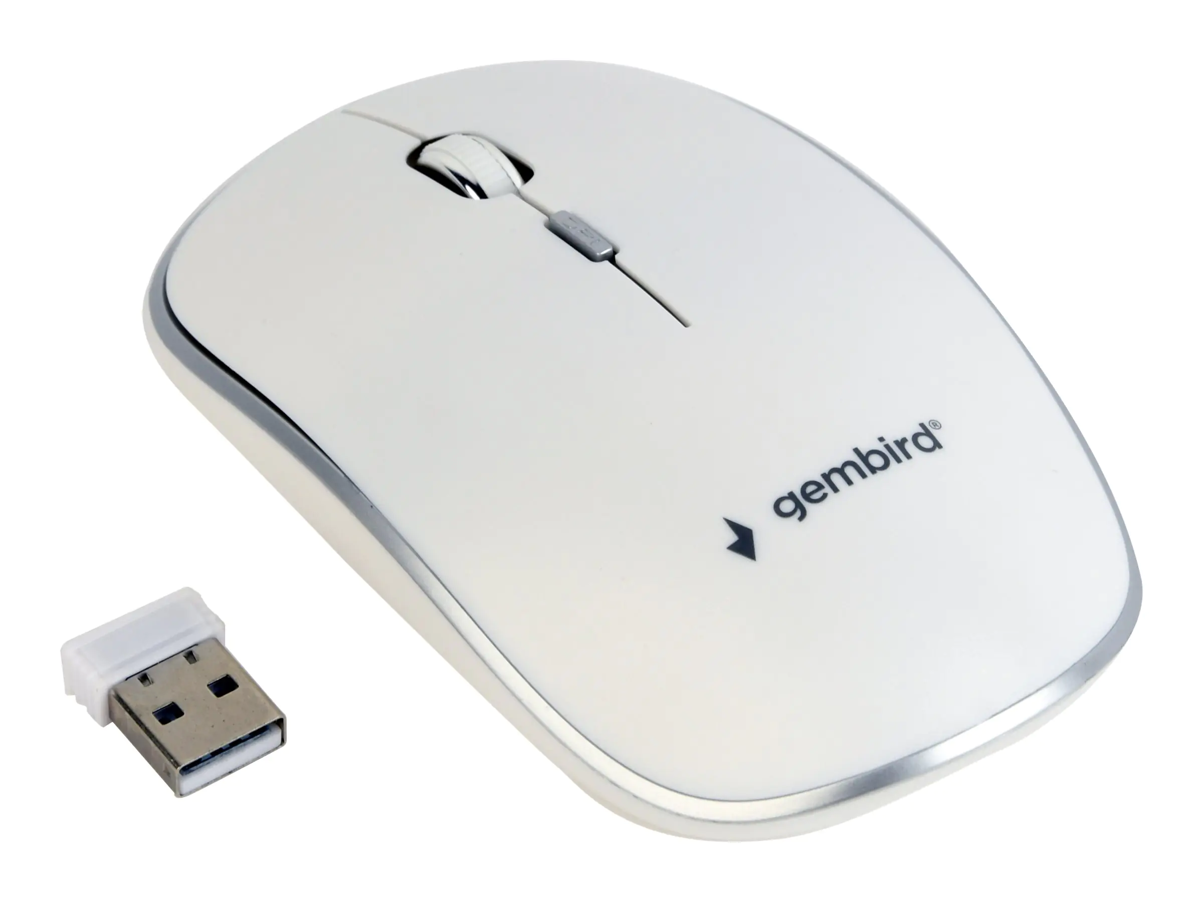 Gembird MUSW-4B-01-W - Maus - optisch - 4 Tasten - kabellos - 2.4 GHz - kabelloser Empfänger (USB) - weiß - Blister-Verpackung