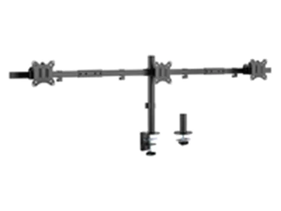 equip - Befestigungskit (Kabeldurchführungsklemme, Schrauben, Klemmhalterung, Stange zur Schreibtischmontage) - für 3 LCD-Displays/ Curved LCD-Displays - Aluminium, Kunststoff, stainless steel - Schwarz - Bildschirmgröße: 43.2-81.3 cm (17"-32") - Tischmon