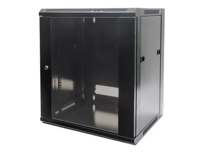Intellinet Network Cabinet, Wall Mount (Standard), 9U, Usable Depth 260mm/Width 510mm, Black, Flatpack, Max 60kg, 19", Metal & Glass Door, Back Panel, Removeable Sides,Suitable also for use on desk or floor,19",Parts for wall install (eg screws/rawl