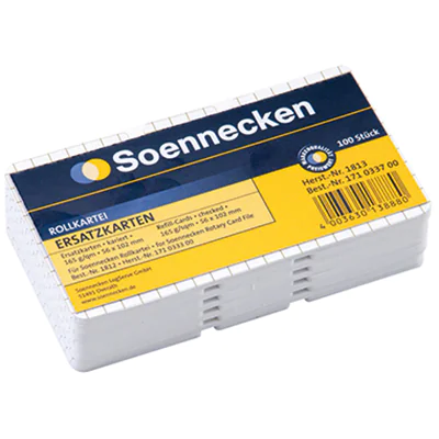 Soennecken Ersatzkarten 1813 102x56mm kariert weiß 100 St./Pack. Soennecken Ersatzkarten 1813 102x56mm kariert weiß 100 St./Pack.