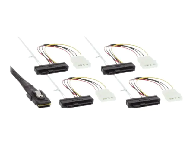 InLine - Internes SAS-Kabel - 4-Lane - 36 PIN 4iMini MultiLane zu interne Stromversorgung, 4-polig, interne SAS, 29-polig (SFF-8482) - 75 cm - Multicolor