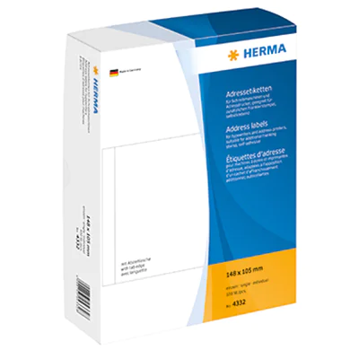 HERMA Adressetikett 4332 148x105mm weiß 500 St./Pack. HERMA Adressetikett 4332 148x105mm weiß 500 St./Pack.