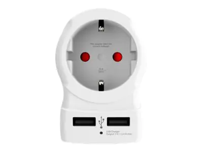 SKROSS Country Travel Adapter - Netzteil - 15 A - 3 Ausgabeanschlussstellen (2 x USB, Stecker USA 2-polig) - weiß