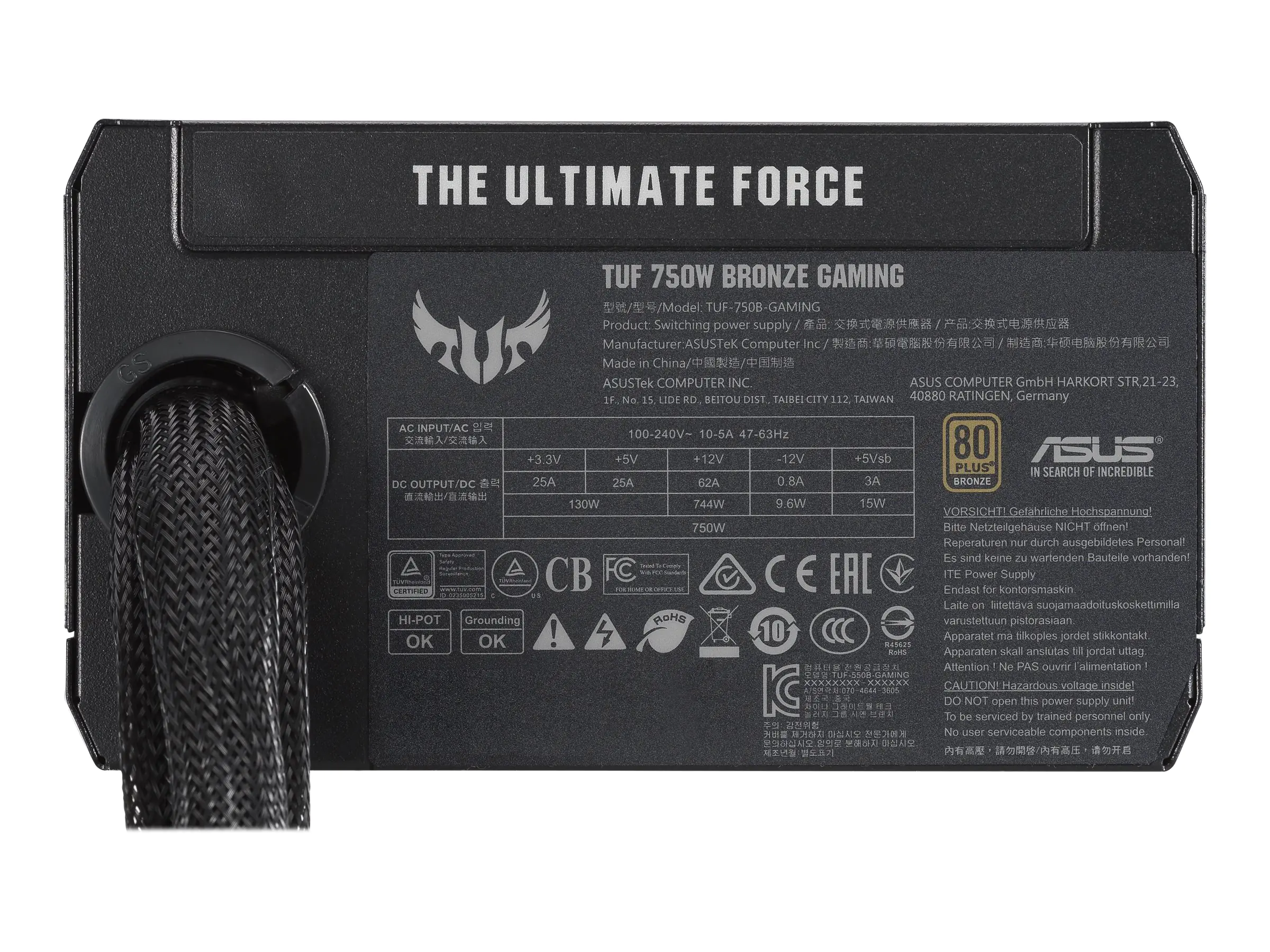 ASUS TUF-GAMING-750B - Netzteil (intern) - ATX12V / EPS12V - 80 PLUS Bronze - Wechselstrom 100-240 V - 750 Watt