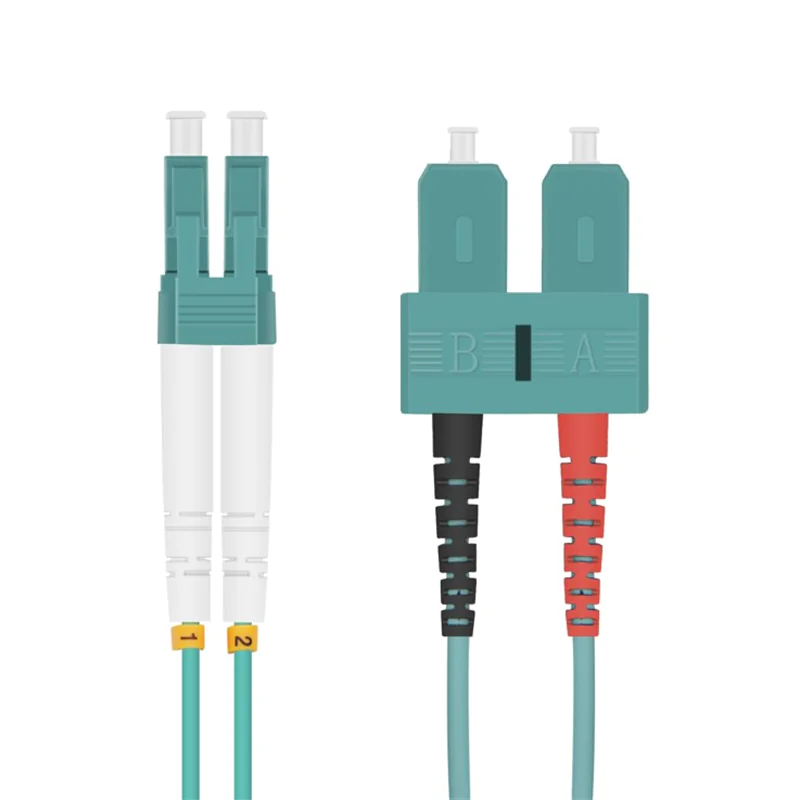 Helos - Patch-Kabel - SC multi-mode (M) zu LC Multi-Mode (M) - 1.5 m - Glasfaser - Duplex - 50/125 Mikrometer - OM3 - Aquamarin