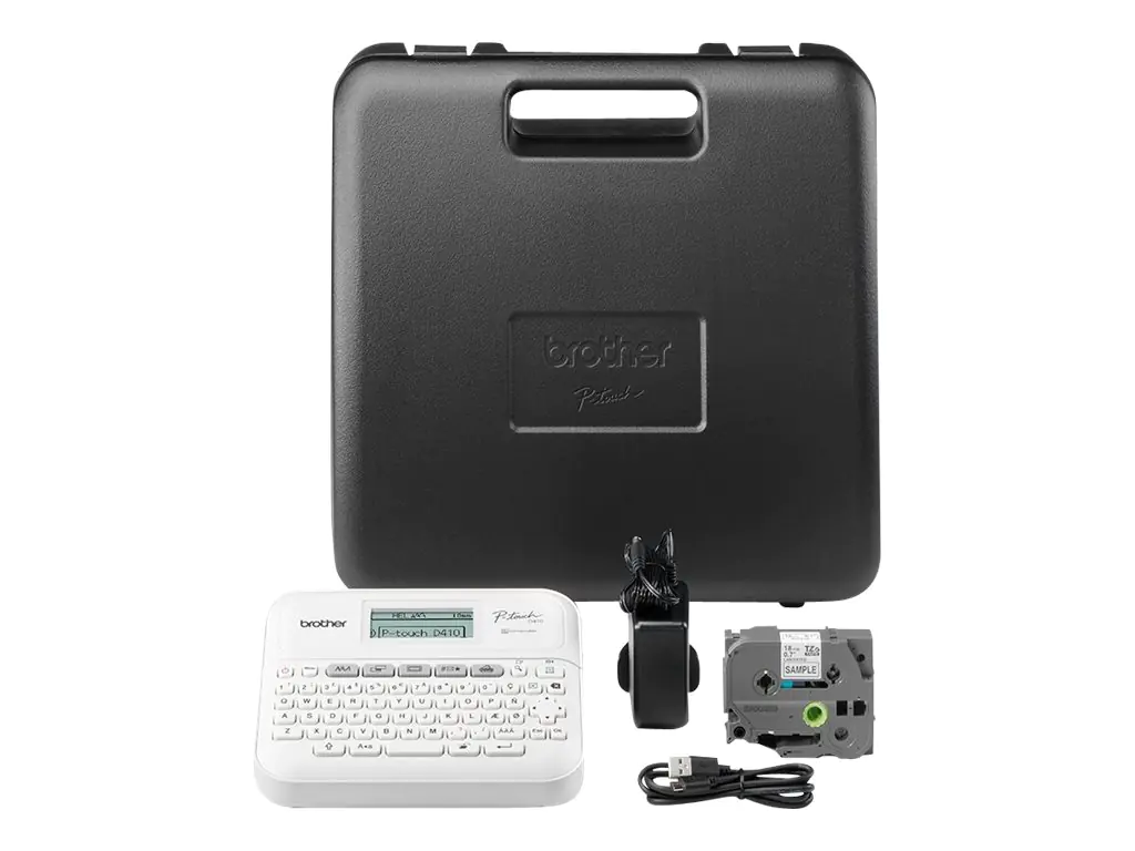 Brother P-Touch PT-D410VP - Beschriftungsgerät - s/w - Thermotransfer - 18 mm Breite - 180 dpi - bis zu 20 mm/Sek. - USB - Cutter - Druckvorschau, Spiegelschrift, Vertikaler Druck, Mehrfachausdruck - Grau, weiß Brother P-Touch PT-D410VP - Beschriftungsgerät - s/w - Thermotransfer - 18 mm Breite - 180 dpi - bis zu 20 mm/Sek. - USB - Cutter - Druckvorschau, Spiegelschrift, Vertikaler Druck, Mehrfachausdruck - Grau, weiß