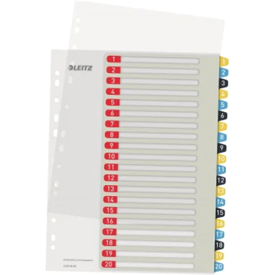 Leitz Register Cosy 12490000 A4 bedruckbar PP farbig 1-20 Leitz Register Cosy 12490000 A4 bedruckbar PP farbig 1-20