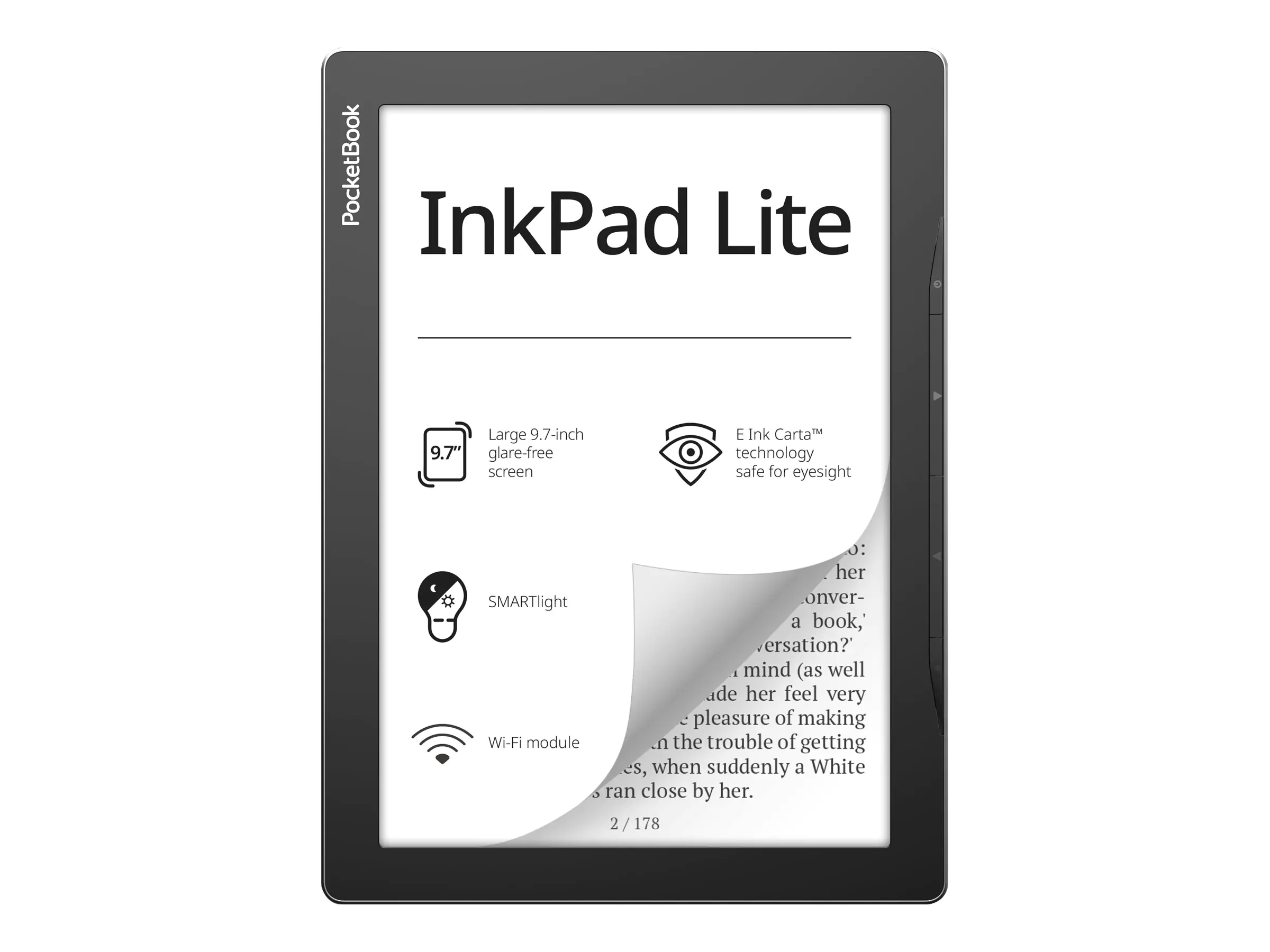 PocketBook InkPad Lite - eBook-Reader - 8 GB - 22.9 cm (9") einfarbig E Ink Carta (1200 x 825) - Touchscreen - microSD-Steckplatz - Wi-Fi - Mist Gray